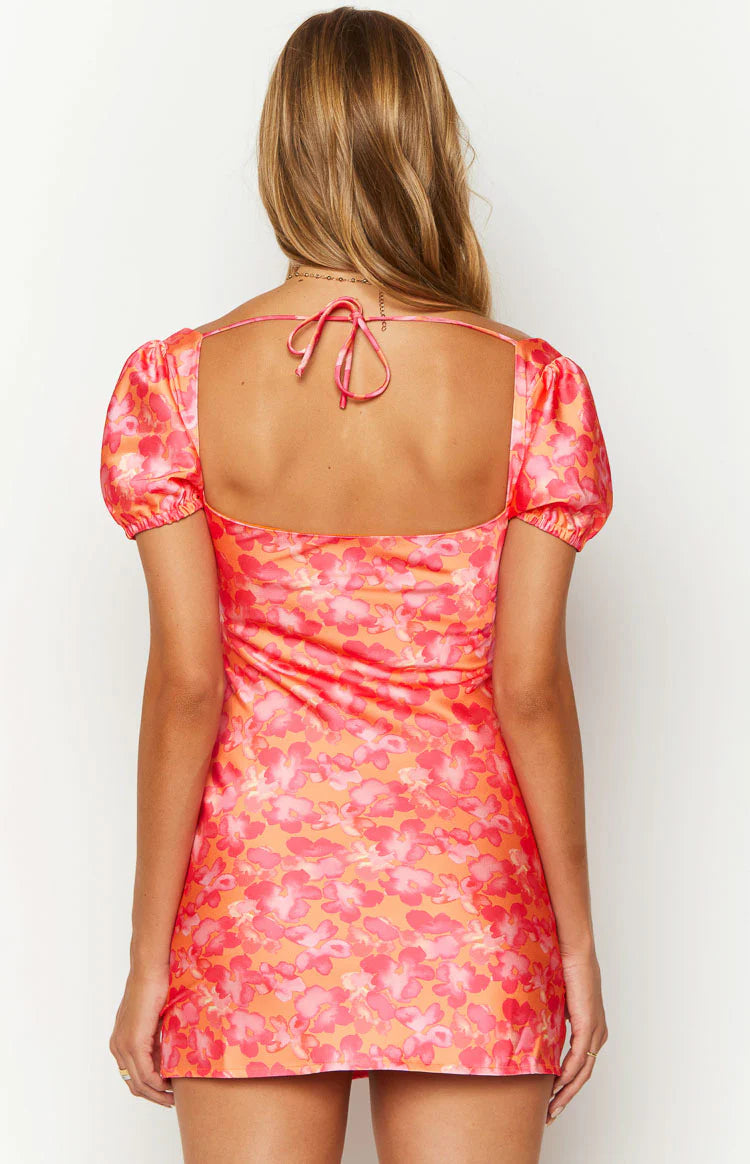 Naya Orange Floral Print Mini Dress - US 12 | Beginning Boutique exclusive Naya Orange Floral Print Mini Dress - US 12 | Beginning Boutique exclusive