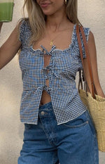 Neevie Black Gingham Tie Top Image