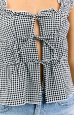 Neevie Black Gingham Tie Top Image