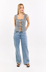 Neevie Black Gingham Tie Top Image