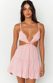 Nelda Pink Tiered Mini Dress Image