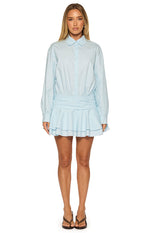 Nicolaini Light Blue Long Sleeve Mini Shirt Dress Image