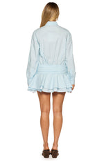 Nicolaini Light Blue Long Sleeve Mini Shirt Dress Image