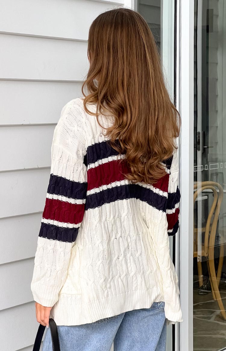 Nikkitta Cream Striped Cardigan Image