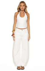 Nora White Jersey Halter Neck Top Image