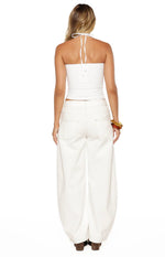 Nora White Jersey Halter Neck Top Image