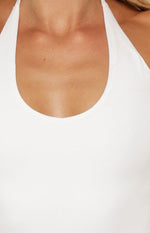 Nora White Jersey Halter Neck Top Image
