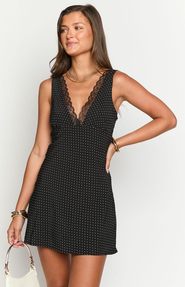Oblivion Black Polka Dot Mini Dress Image