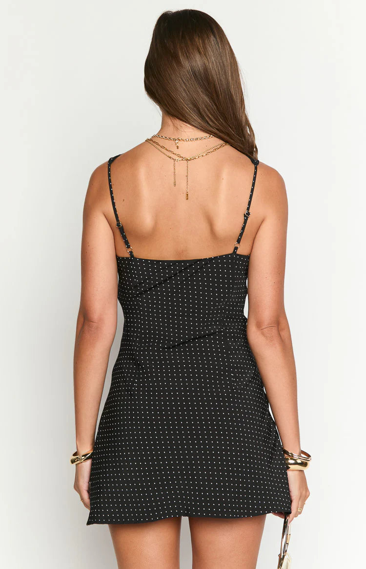 Oblivion Black Polka Dot Mini Dress - US 2
