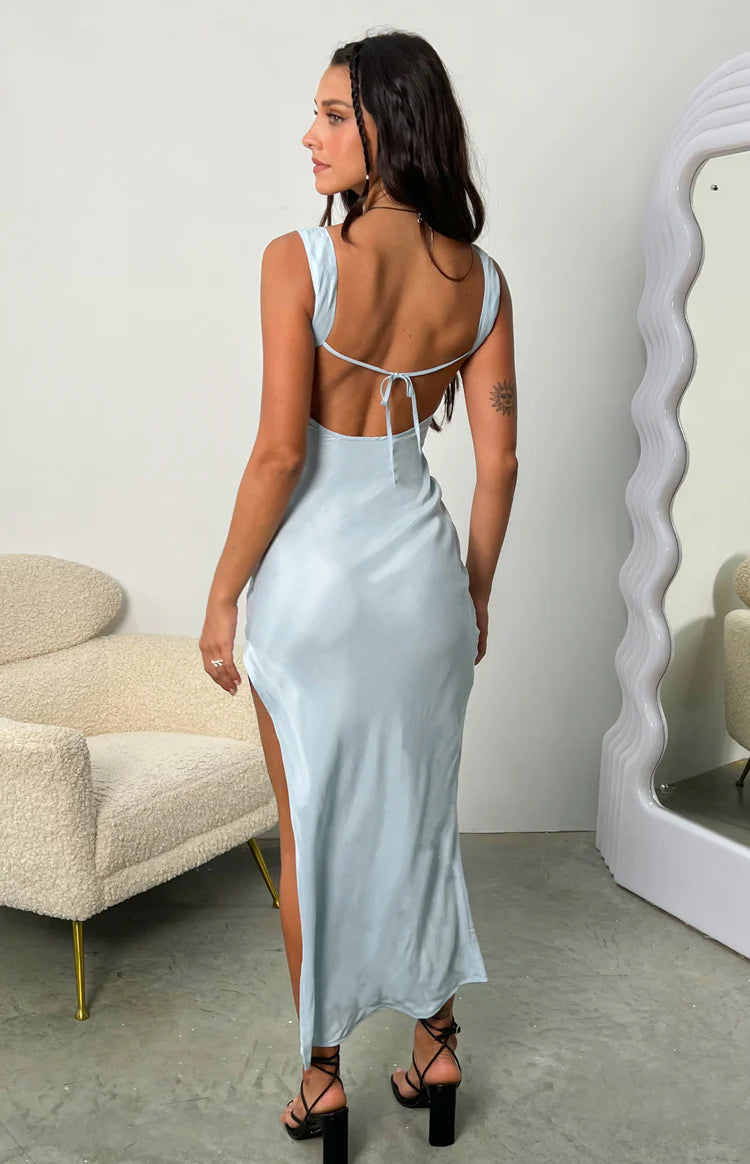 Ocean Blue Midi Dress - US 4 | Beginning Boutique Exclusive Ocean Blue Midi Dress - US 4 | Beginning Boutique Exclusive