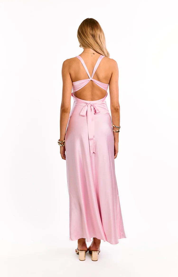 light pink maxi dress bridesmaid PrettyLittleThing Women's Structured Tiered Maxi Dress in Light Pink