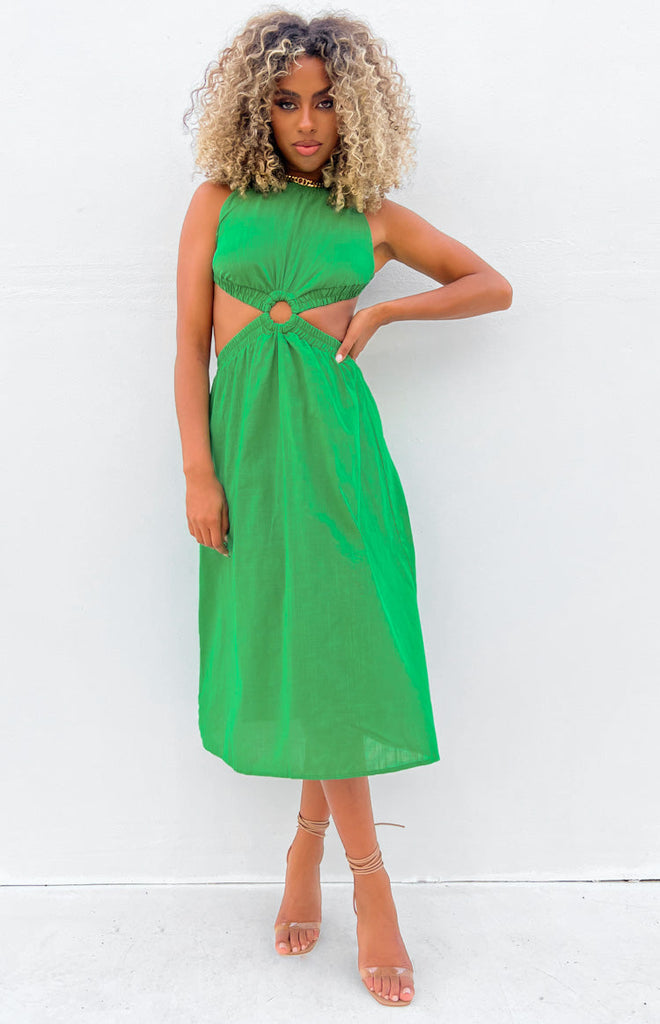 Odessa Backless Green Midi Dress – Beginning Boutique US