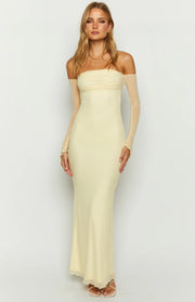 Odette Cream Long Sleeve Formal Maxi Dress