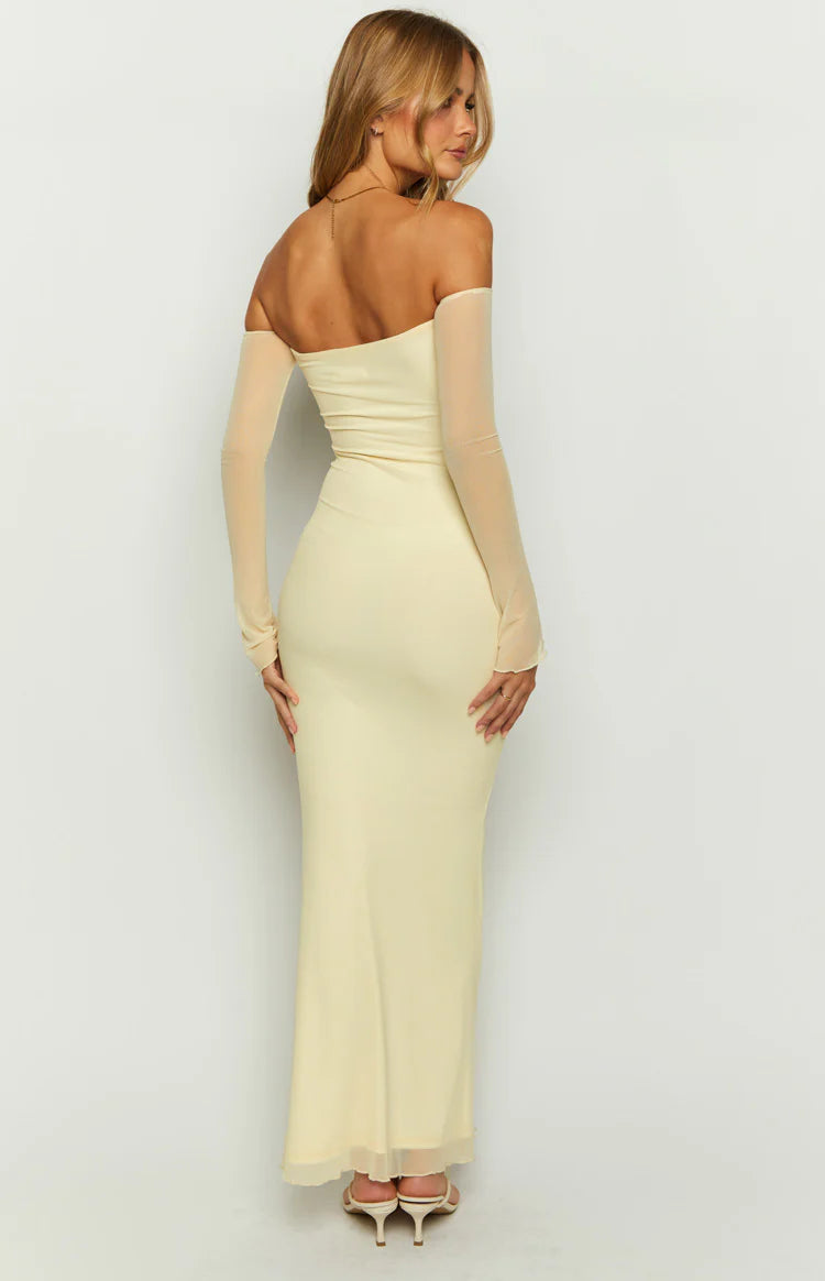 Odette Cream Long Sleeve Formal Maxi Dress | Beginning Boutique US Odette Cream Long Sleeve Formal Maxi Dress | Beginning Boutique US