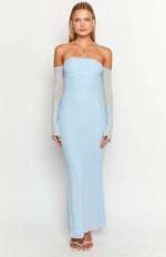 Odette Light Blue Long Sleeve Formal Maxi Dress