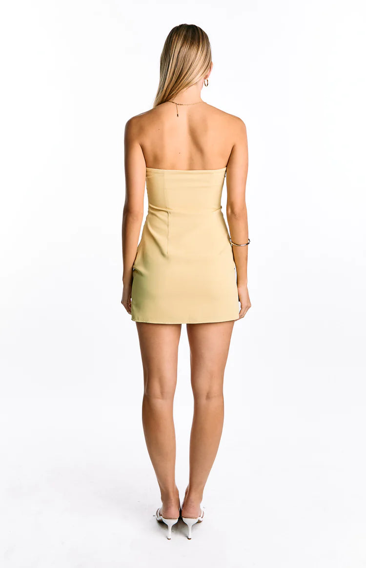 Oliva Butter Yellow Strapless Mini Dress - US 8
