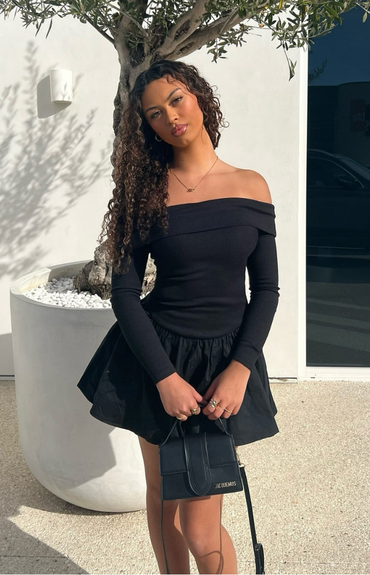 black dress one long sleeve Dance Mini - US 0 Line Dry base_color:Black Buy Boohoo Asymmetric Strap size:XXS/UK6