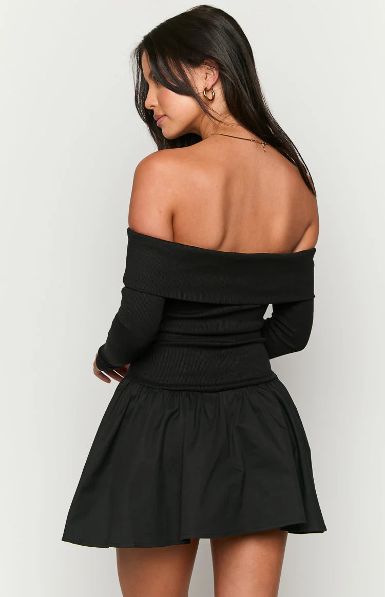 black one long sleeve dress Black Mermaid One Shoulder Long Sleeves High Slit Prom Dresses Online, SposaDresses