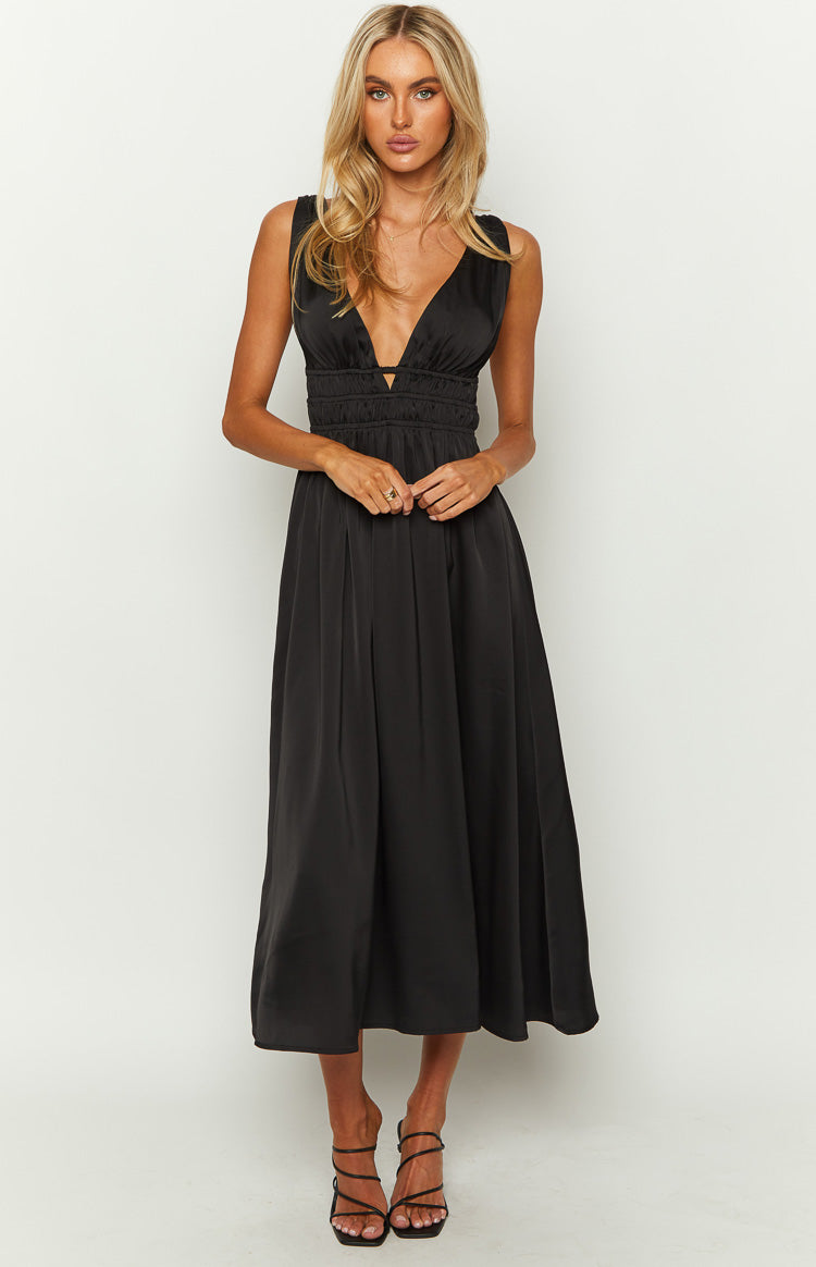 Ophelia Black Satin Maxi Dress | Beginning Boutique US Ophelia Black Satin Maxi Dress | Beginning Boutique US