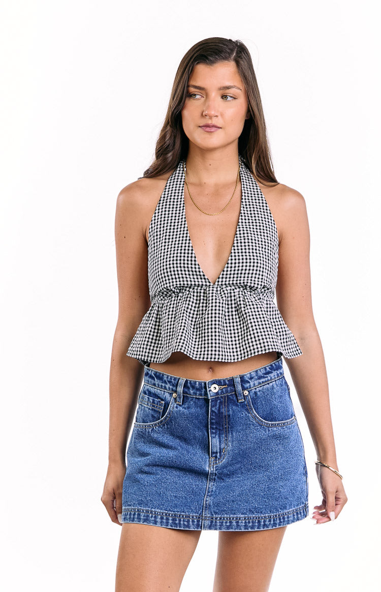 Opolo Black Gingham Crop Top | Beginning Boutique US