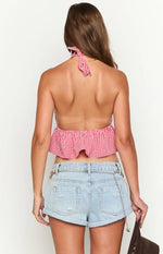 Opolo Red Gingham Crop Top