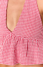 Opolo Red Gingham Crop Top