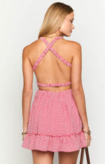 Oppolo Red Gingham Mini Dress Image