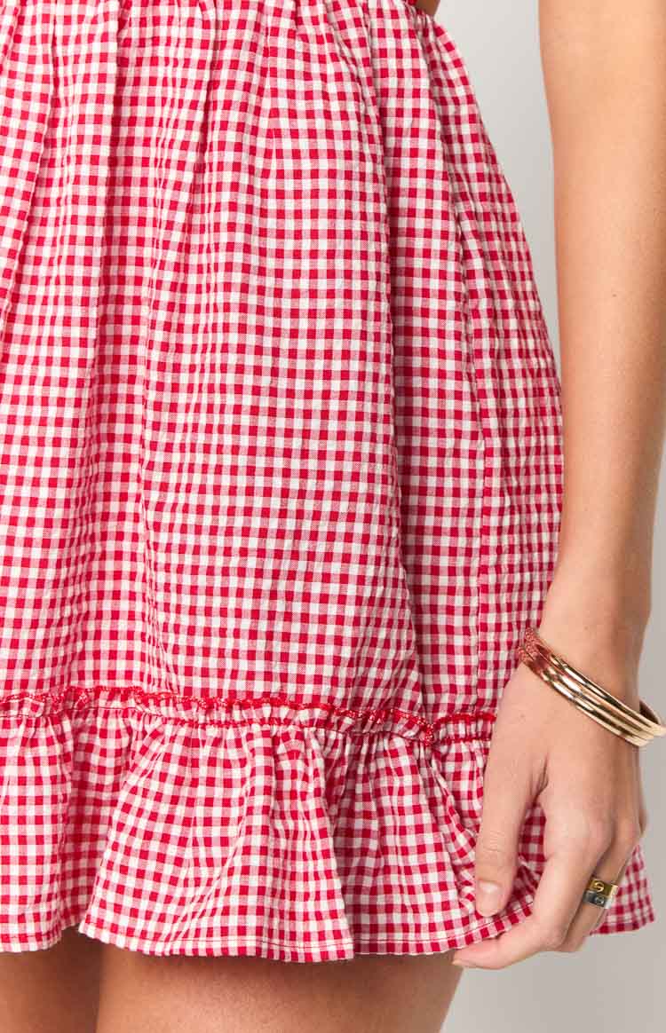 Oppolo Red Gingham Mini Dress Image