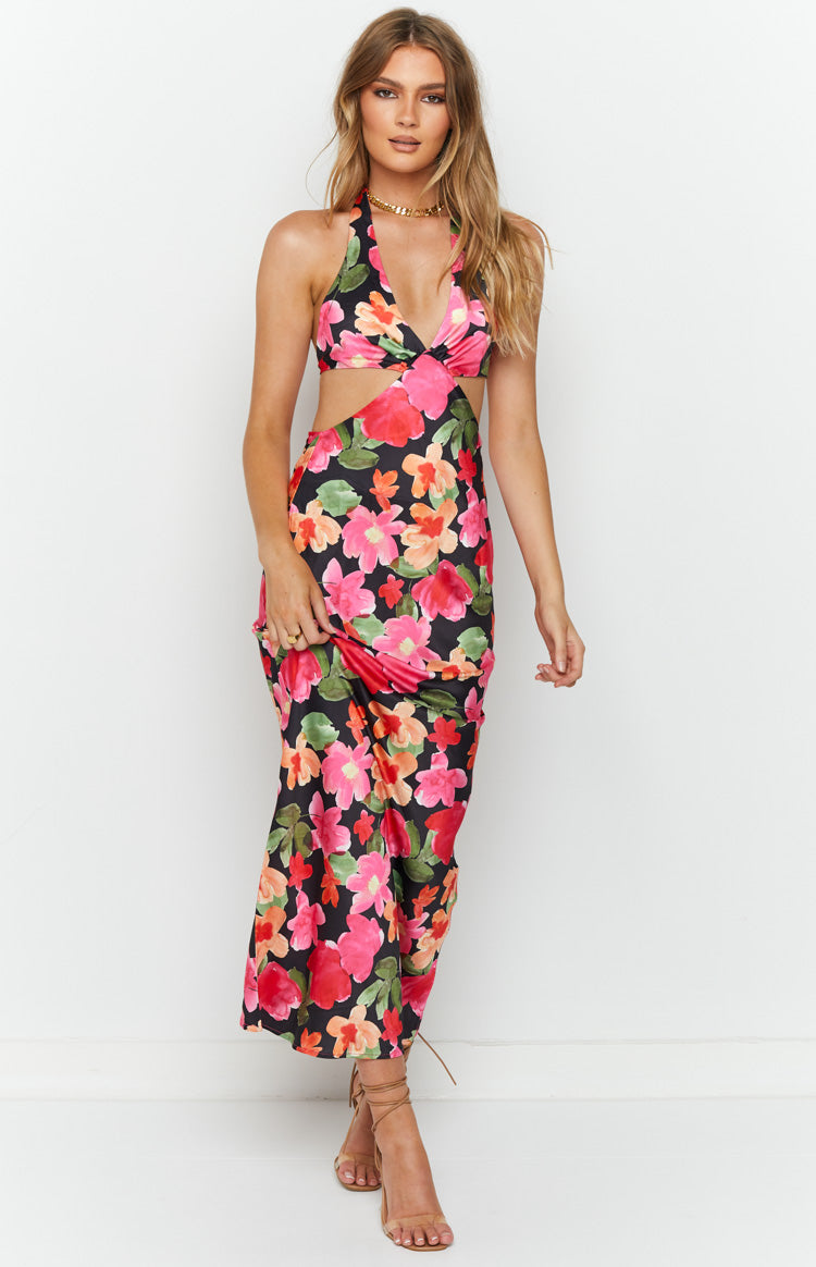 Orchid Floral Printed Midi Dress – Beginning Boutique US