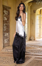 Orla Black Satin Straight Leg Pants