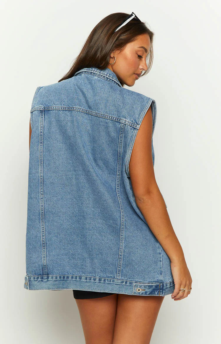 Orla Mid Wash Denim Vest | Beginning Boutique US