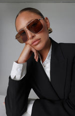 Otra Eyewear Sorrento Brown/Gold Aviator Sunglasses Image