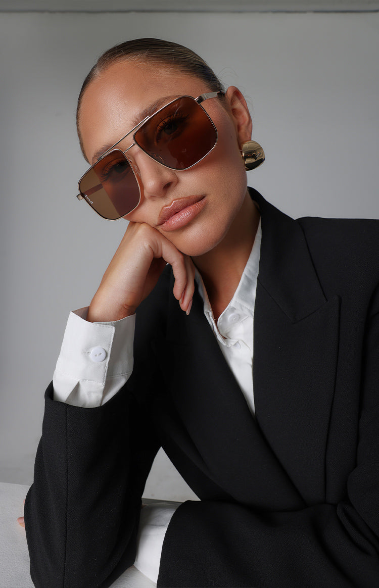 Otra Eyewear Sorrento Brown/Gold Aviator Sunglasses Image