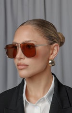 Otra Eyewear Sorrento Brown/Gold Aviator Sunglasses Image