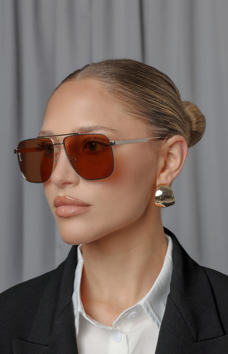 Otra Eyewear Sorrento Brown/Gold Aviator Sunglasses Image