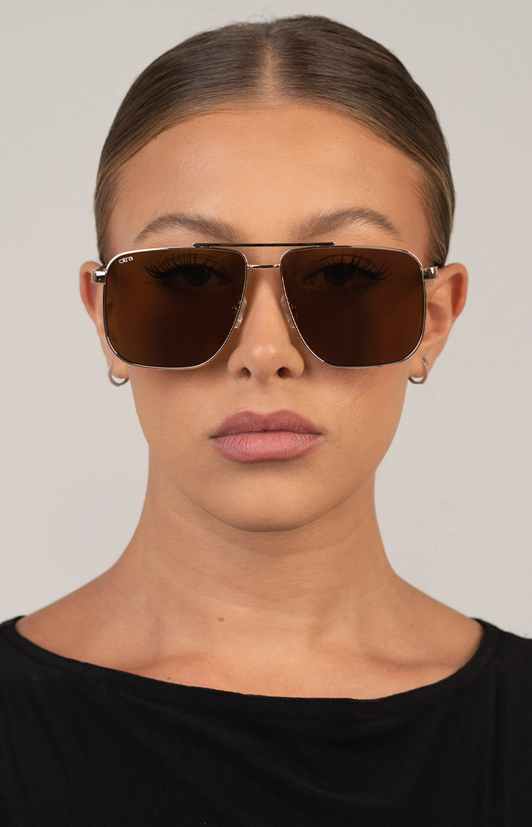 Otra Eyewear Sorrento Brown/Gold Aviator Sunglasses Image