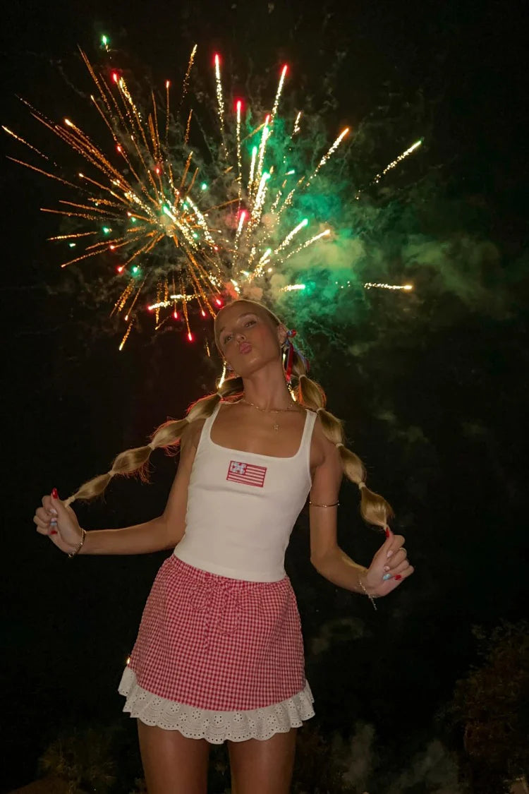 Ottilie Red Gingham Mini Skirt