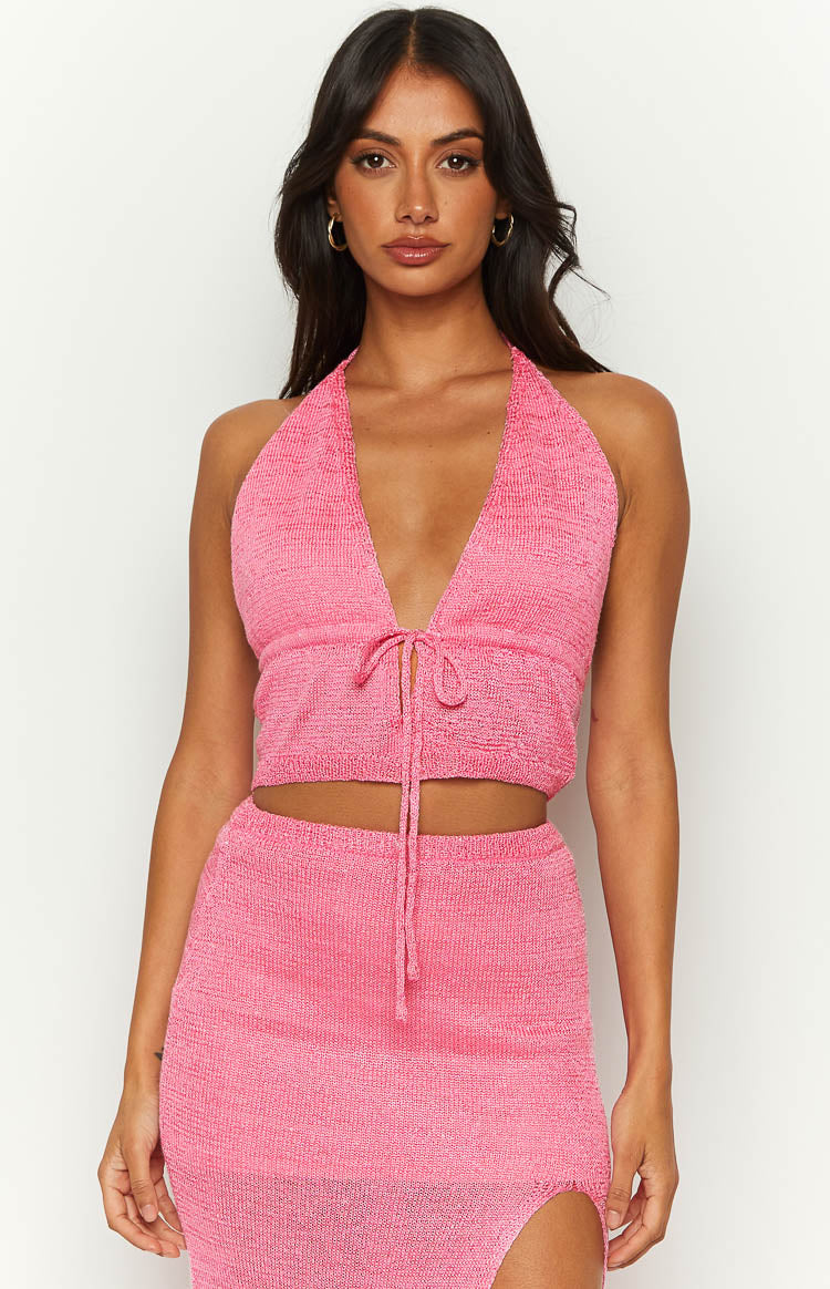 Otto Pink Knit Crop Top Image