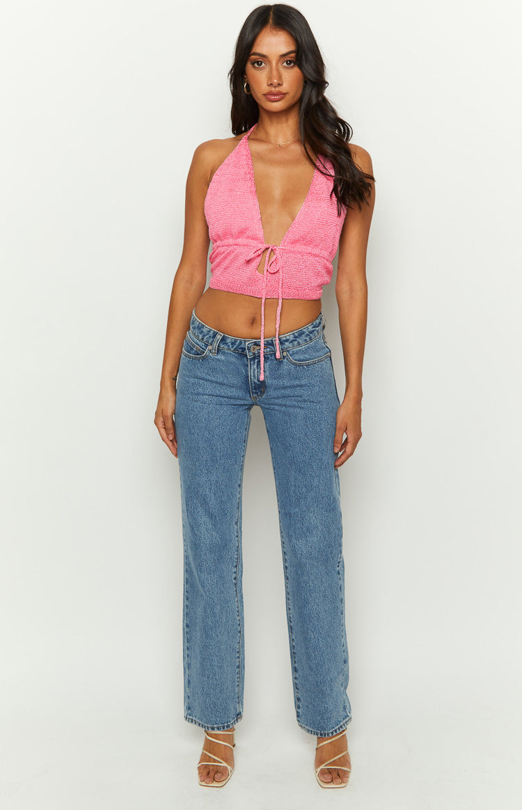 Otto Pink Knit Crop Top Image