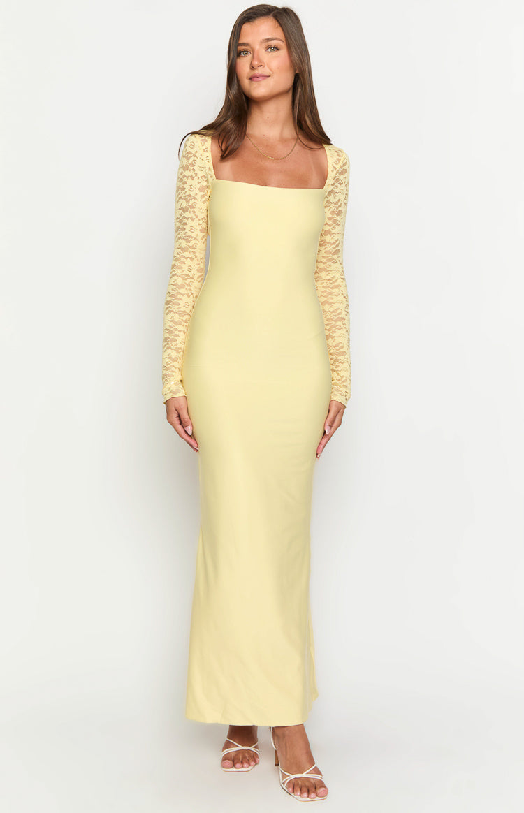 Paityn Yellow Lace Maxi Dress | Beginning Boutique US