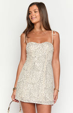 more time to shine mini dress - silver/multi Silver Cocktail Dresses with Metallic & Sequin Details