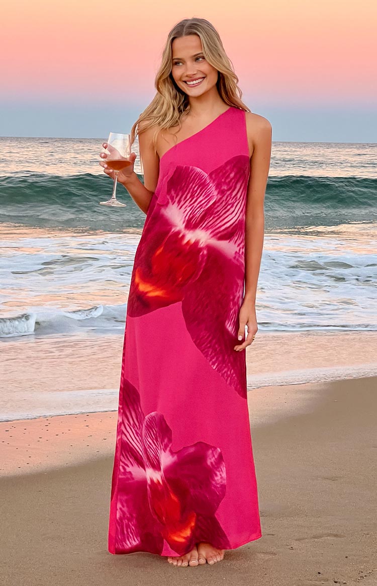 one size beach dresses Paisleigh Pink Orchid Shoulder Maxi Dress - US 4 Blue Girls Dress Peacock Blue Dress Suit Tamanhos:XL making it the perfect