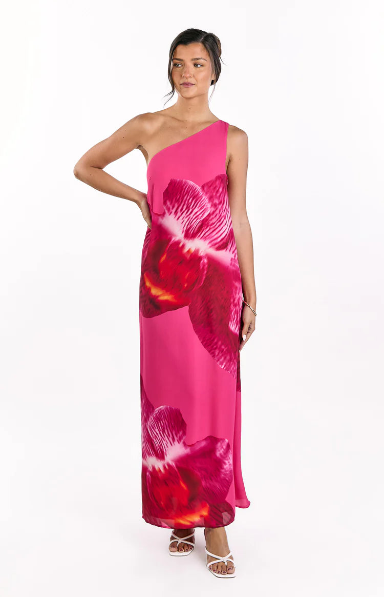 pink one shoulder maxi dress Baltic Born Womens Emeline One Shoulder Maxi Dress | Pink Floral