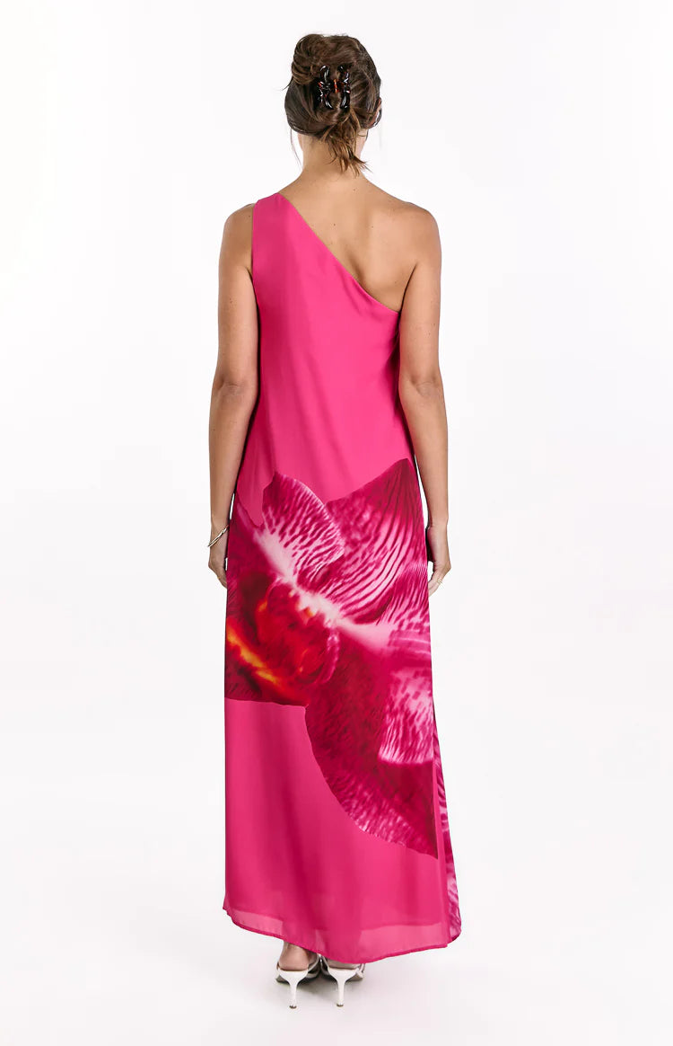 pink and red floral one shoulder dress Floral One Shoulder Maxi Dress Floral / L