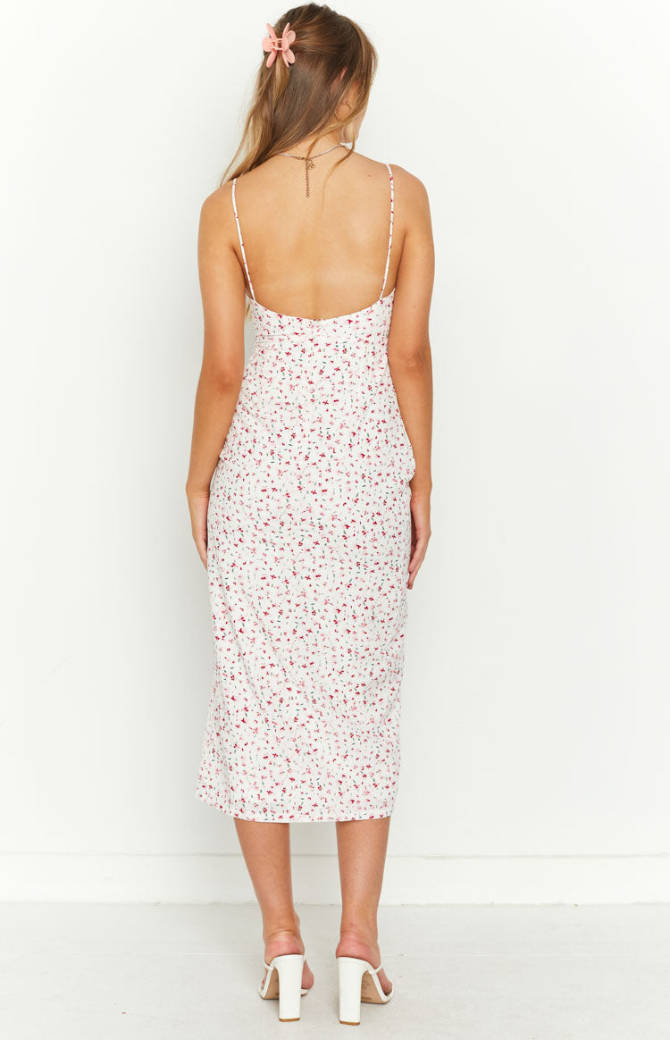 Paloma White Floral Midi Dress - US 18