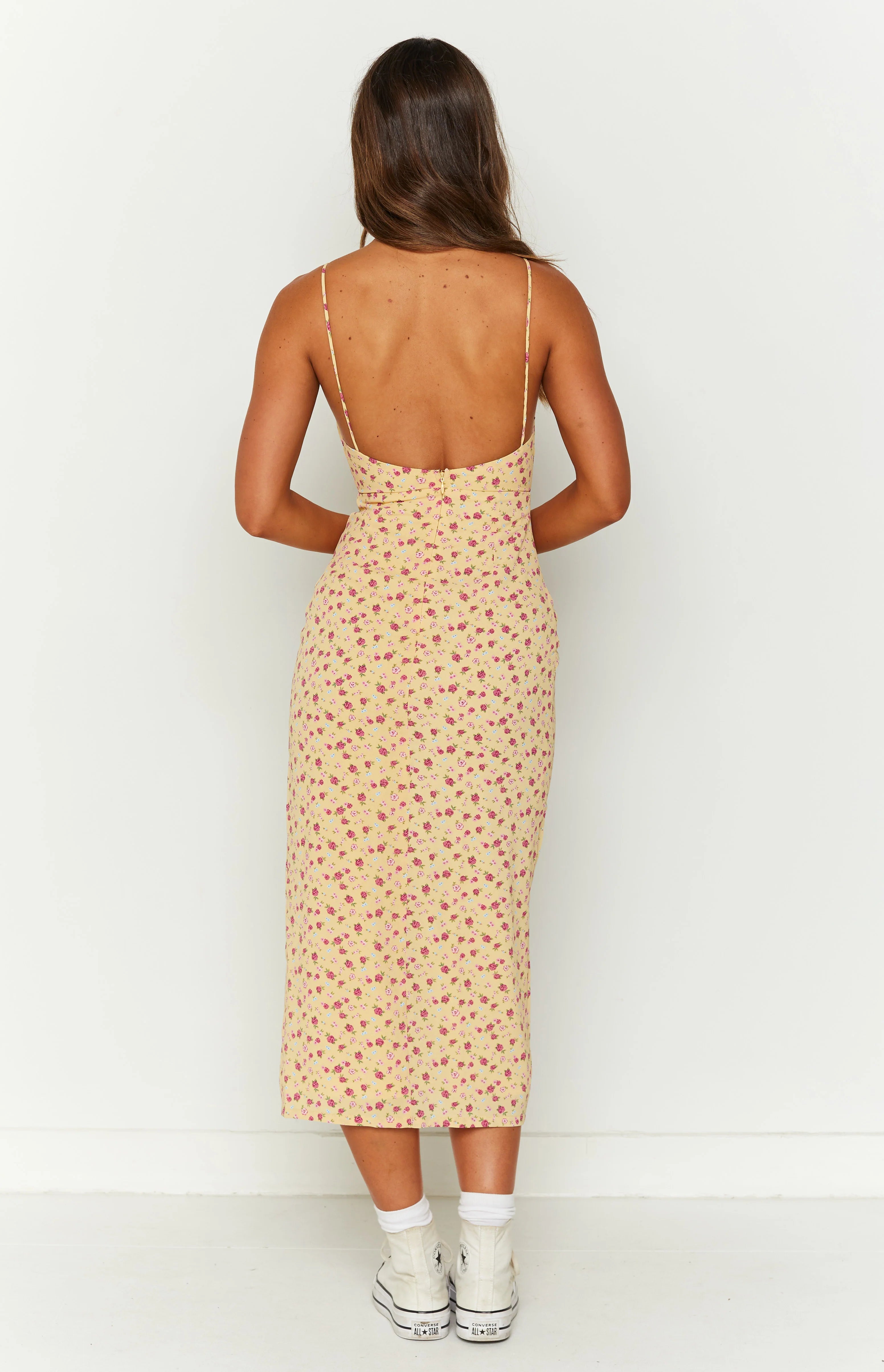 Paloma Yellow Floral Midi Dress