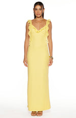 Paolma Yellow Ruffle Formal Maxi Dress Image