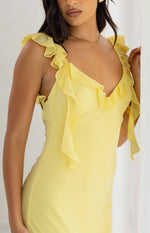 Paolma Yellow Ruffle Formal Maxi Dress Image
