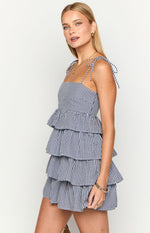 Paolo Navy Gingham Ruffle Mini Dress Image