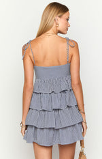 Paolo Navy Gingham Ruffle Mini Dress Image